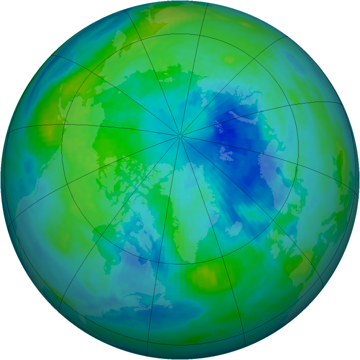 Arctic ozone map for 27 September 1992